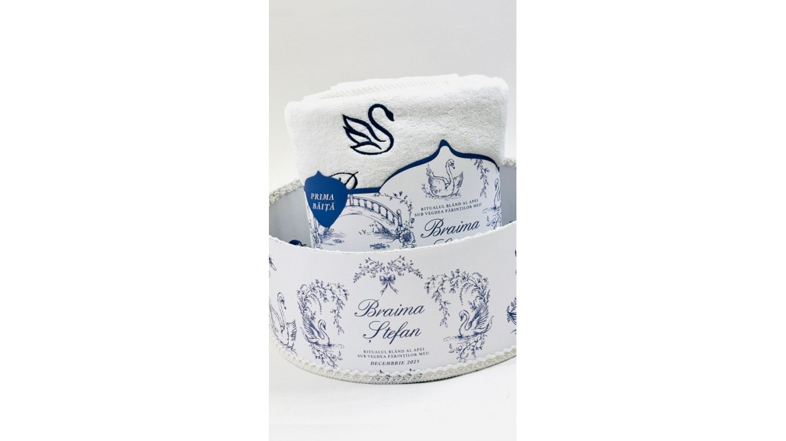 Set Prima Băiță cu nasii dupa botez Swan Lake Ritual Blând al apei pentru Băieți 8